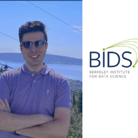 Photo of Arash Ardakani with a graphic of BIDS logo aligned to the right 