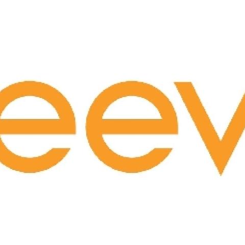 Logo of Veeva in bright orange with grey triangle nested inside first "V"