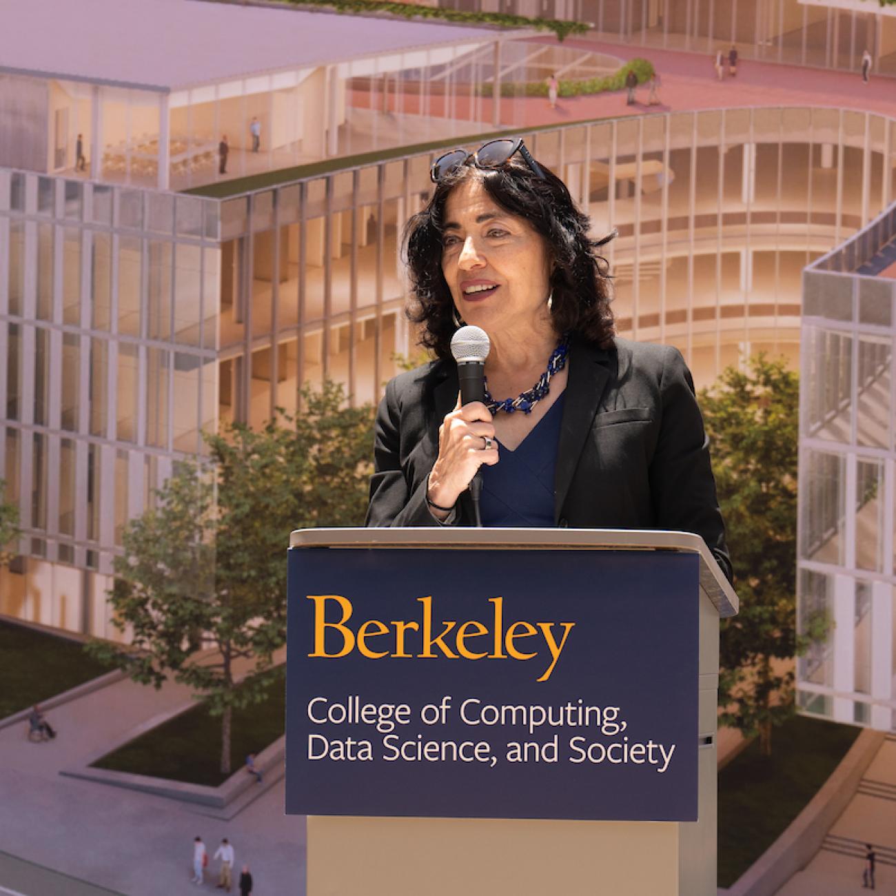 Jennifer Chayes speaks at Gateway "topping out" ceremony.