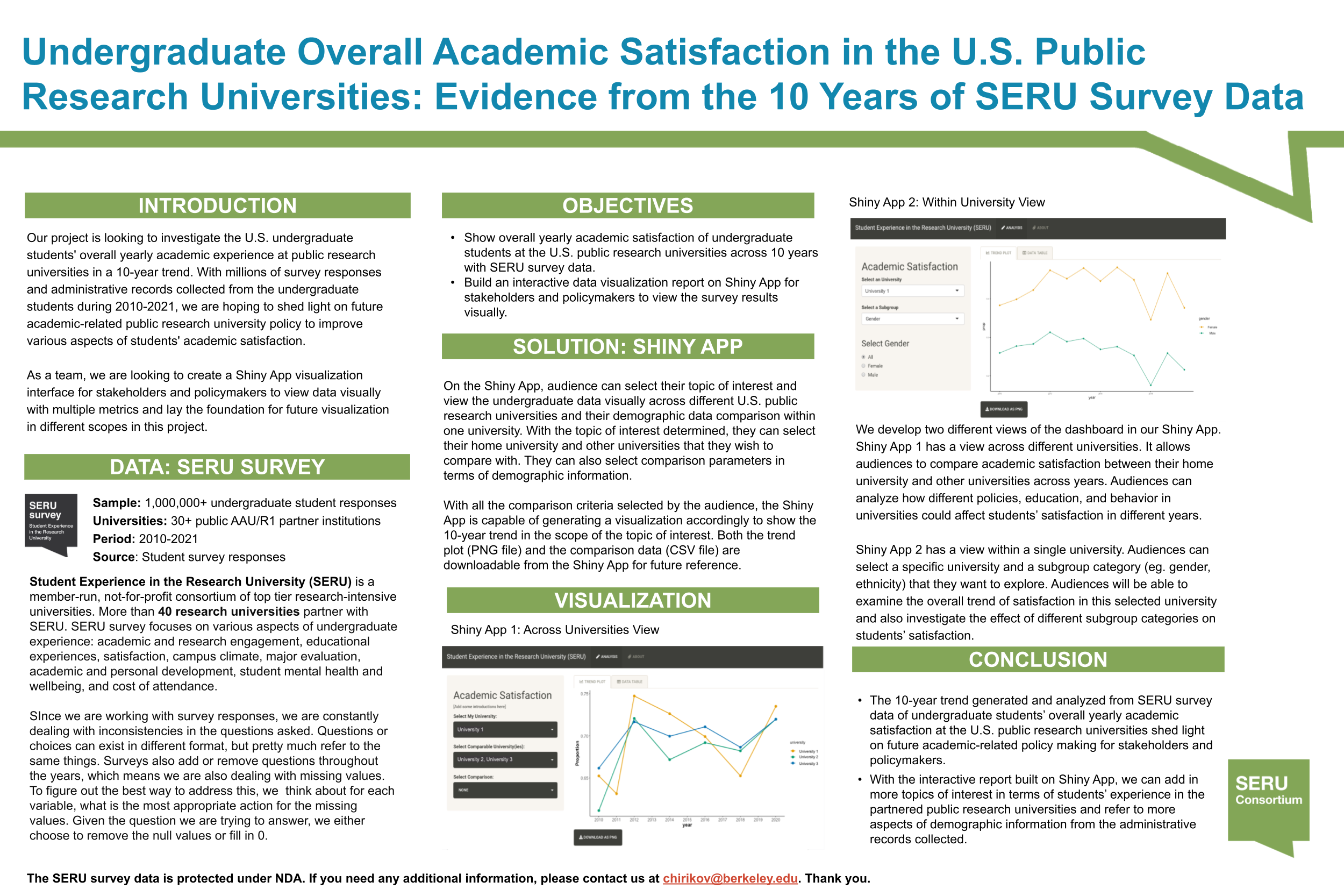 Student Experience in the Research University (SERU) Consortium, CSHE, UC Berkeley: Visualizing Trends in Student Experience at Research Universities - Fall 2022 Discovery Project