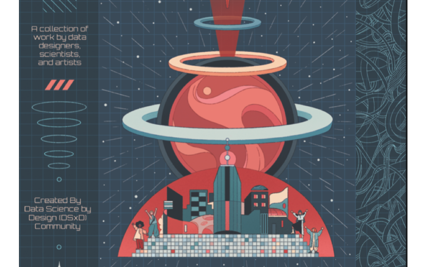 Poster with illustrated city and text "The Future of Data Science"