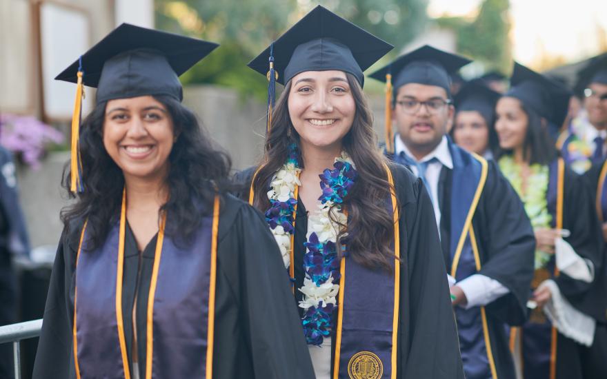 Data Science BA Commencement Graduates standing in line 