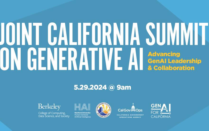 Joint California Summit on Generative AI title card with blue overlay