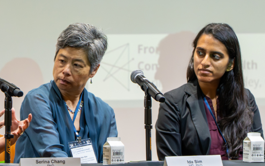 Ida Sim and Sandya Subramanian at a panel discussion